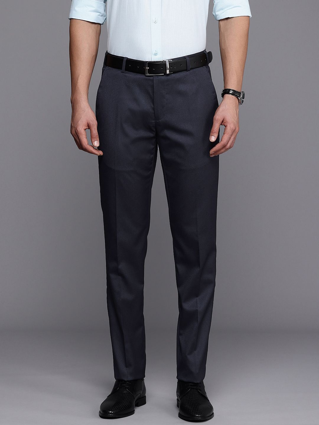 Raymond Men Textured Slim Fit Formal Trousers