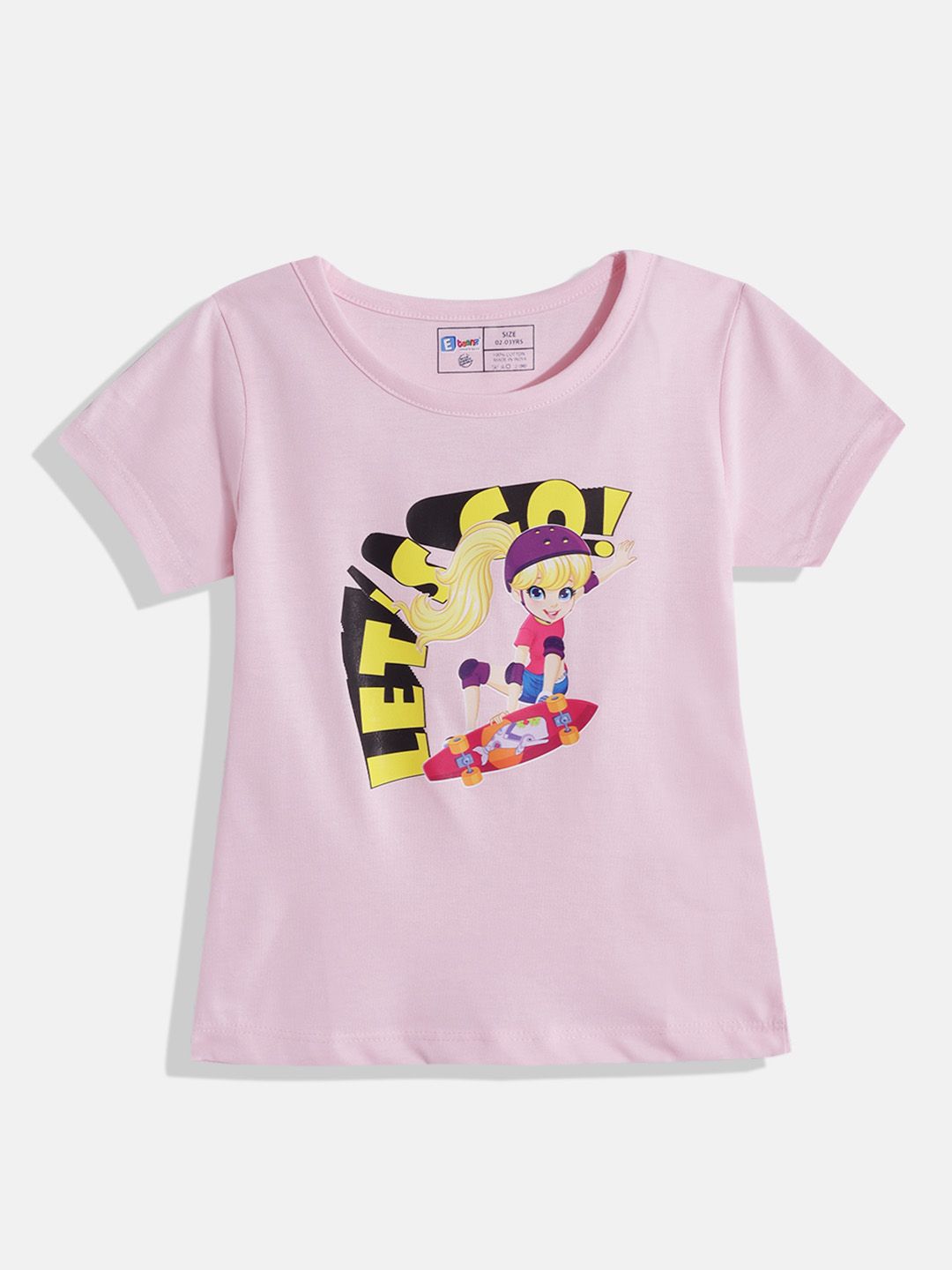 Eteenz Girls Pure Cotton Graphic Printed T-shirt
