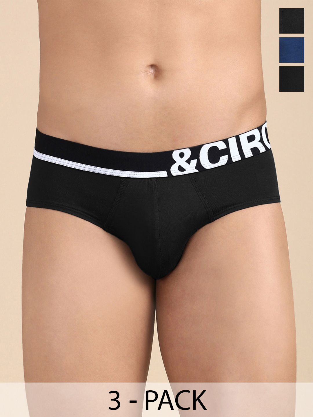 &CIRCUS Men Solid Mid-Rise Modal Briefs
