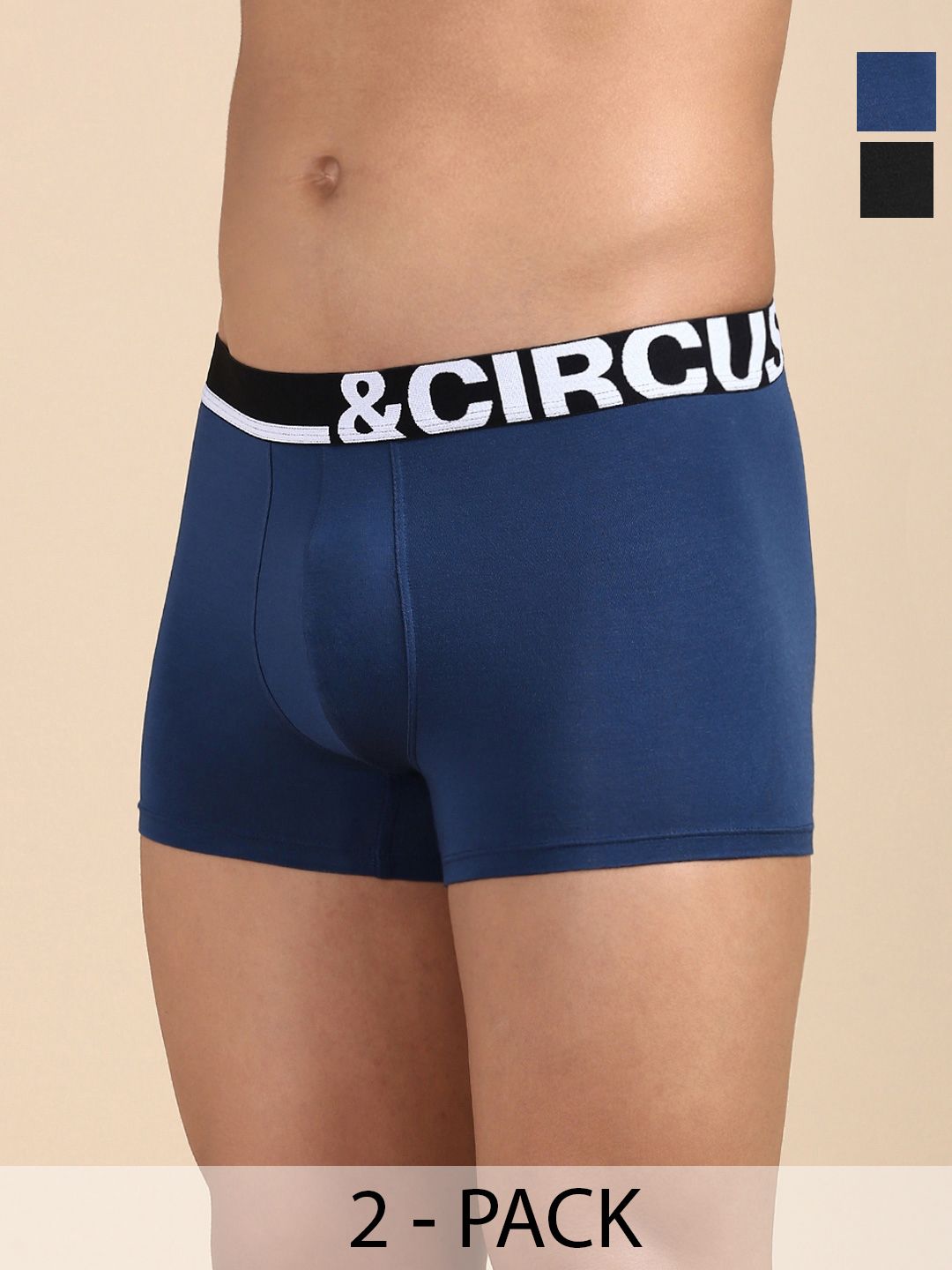 &CIRCUS Men Solid Mid-Rise Modal Trunks