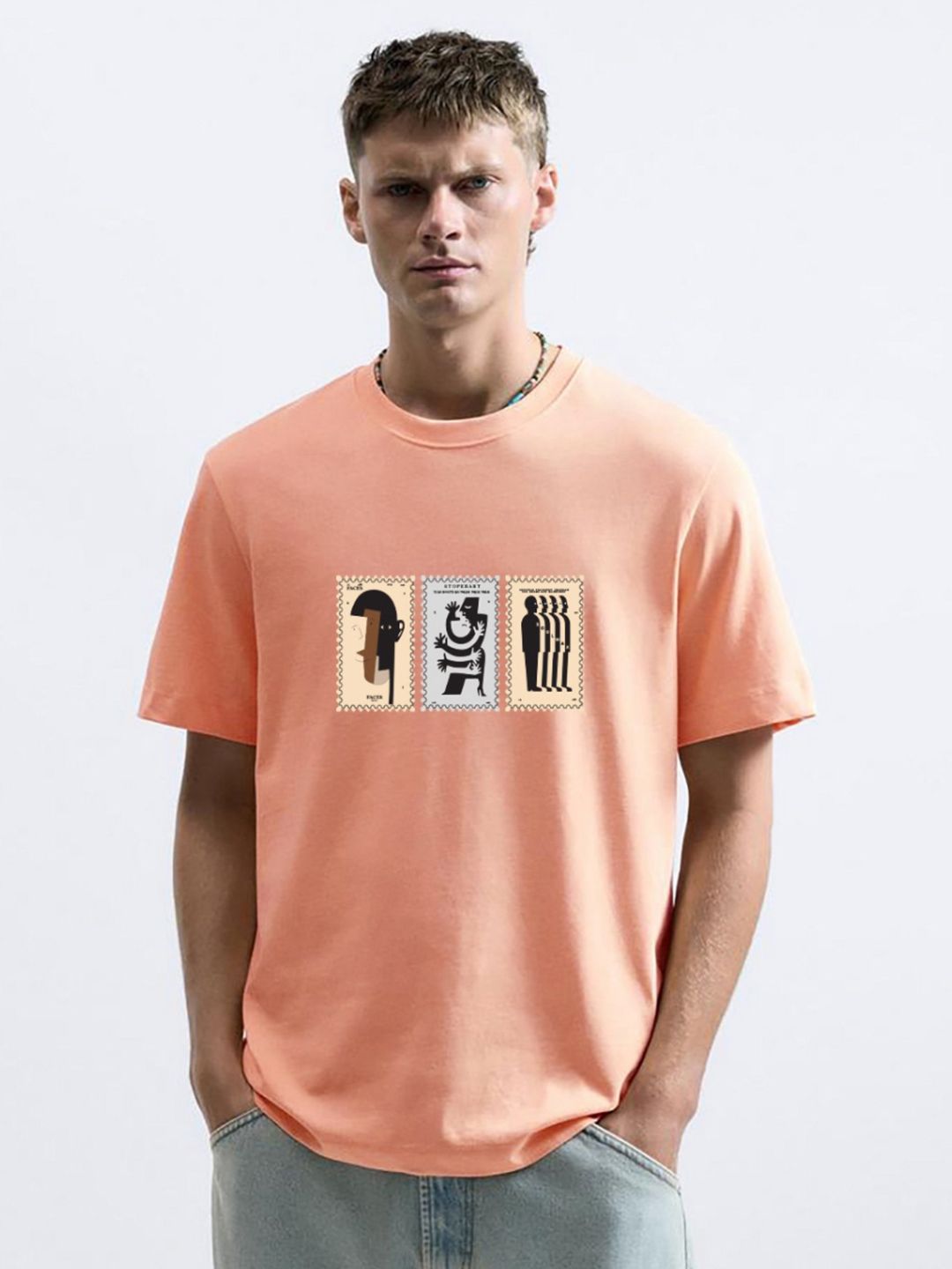 MISCHIEF MONKEY Men Graphic Printed Round Neck Cotton Oversized T-Shirt