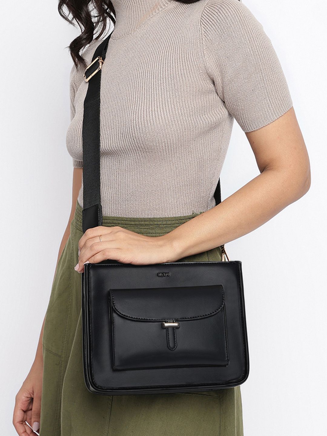 Buy IRTH By House Of Titan Solid Structured Sling Bag -  - Accessories for Women