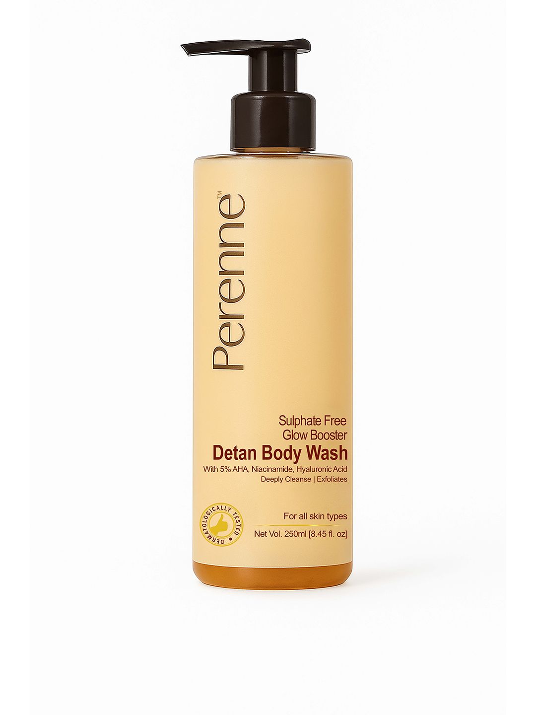 Perenne Sulphate Free Glow Booster Detan Body Wash with 5% AHA & Niacinamide - 250ml