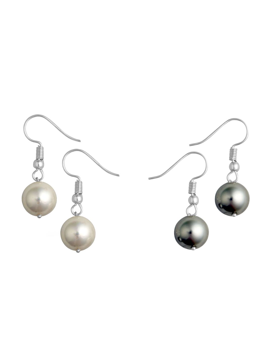 TOTAPARI Day And Night Set Of 2 Pearl Beaded Contemporary Drop Earrings