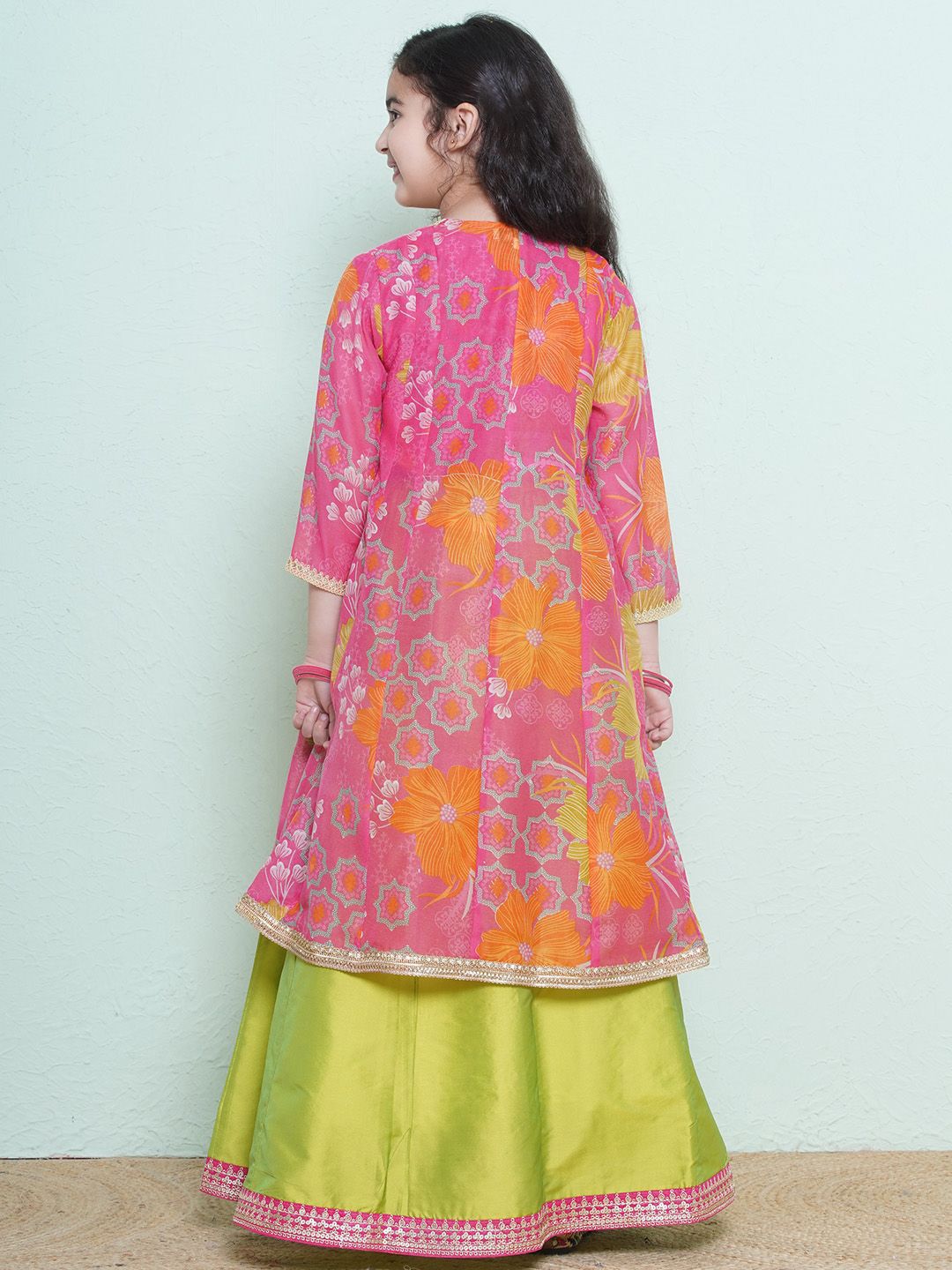 Girls Girls Printed Sequinned Ready to Wear Lehenga With Blouse & Shrug 7