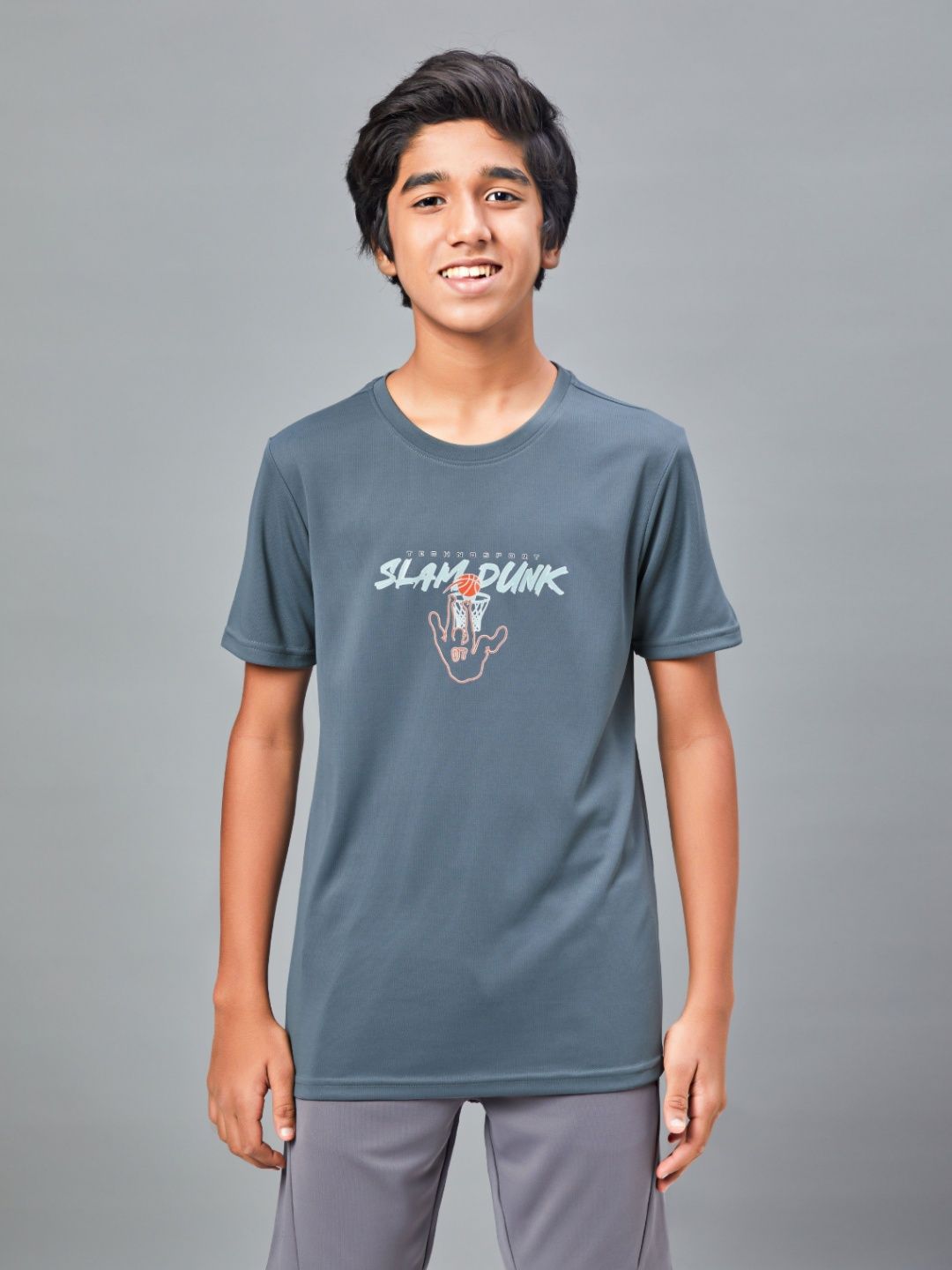 Technosport Boys Typography Printed UPF50 Sun Protection Slim Fit Sports Tshirt