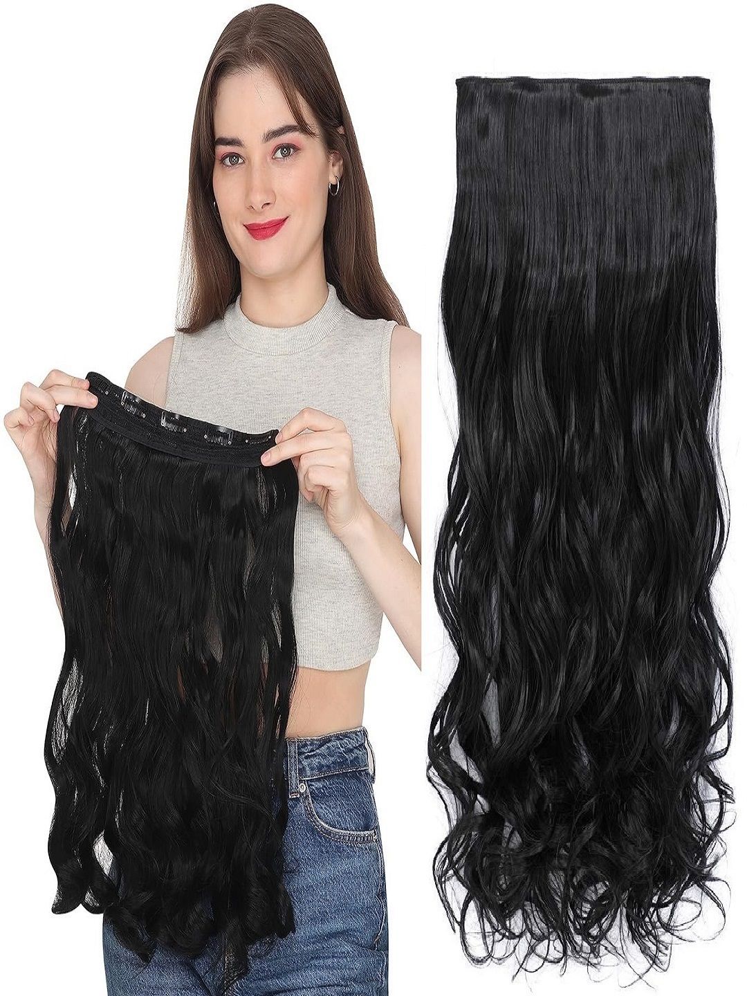 MoonEyes 5-Clip Curly Hair Extension - Black