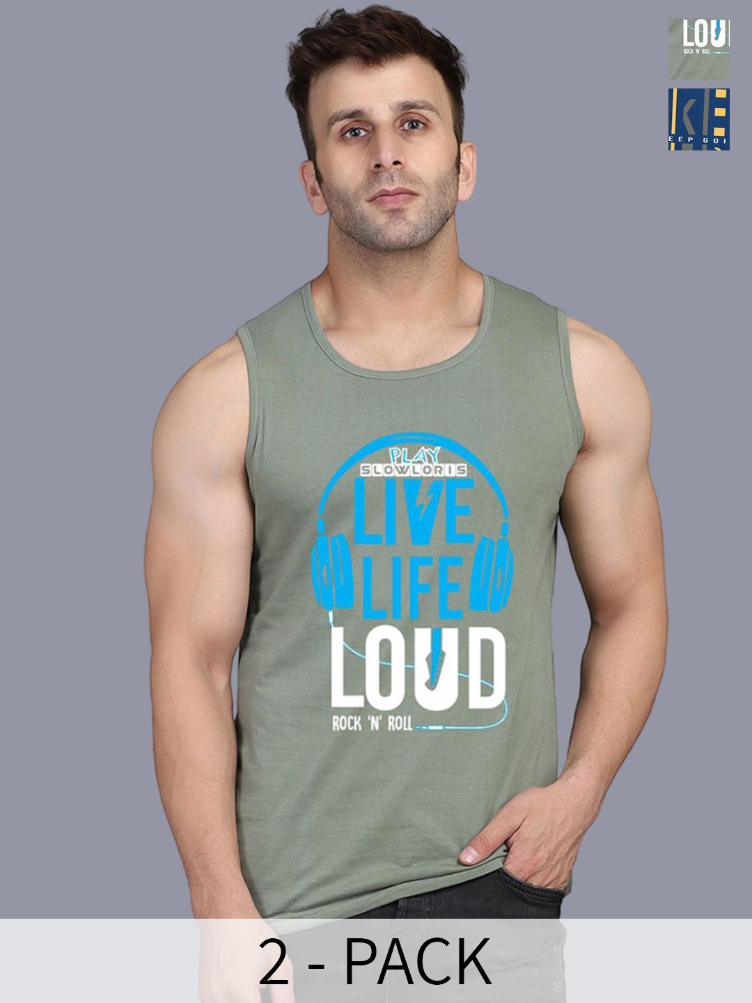 Buy SLOWLORIS Men Pack Of 2 Printed Cotton Innerwear Vests -  - Apparel for Men