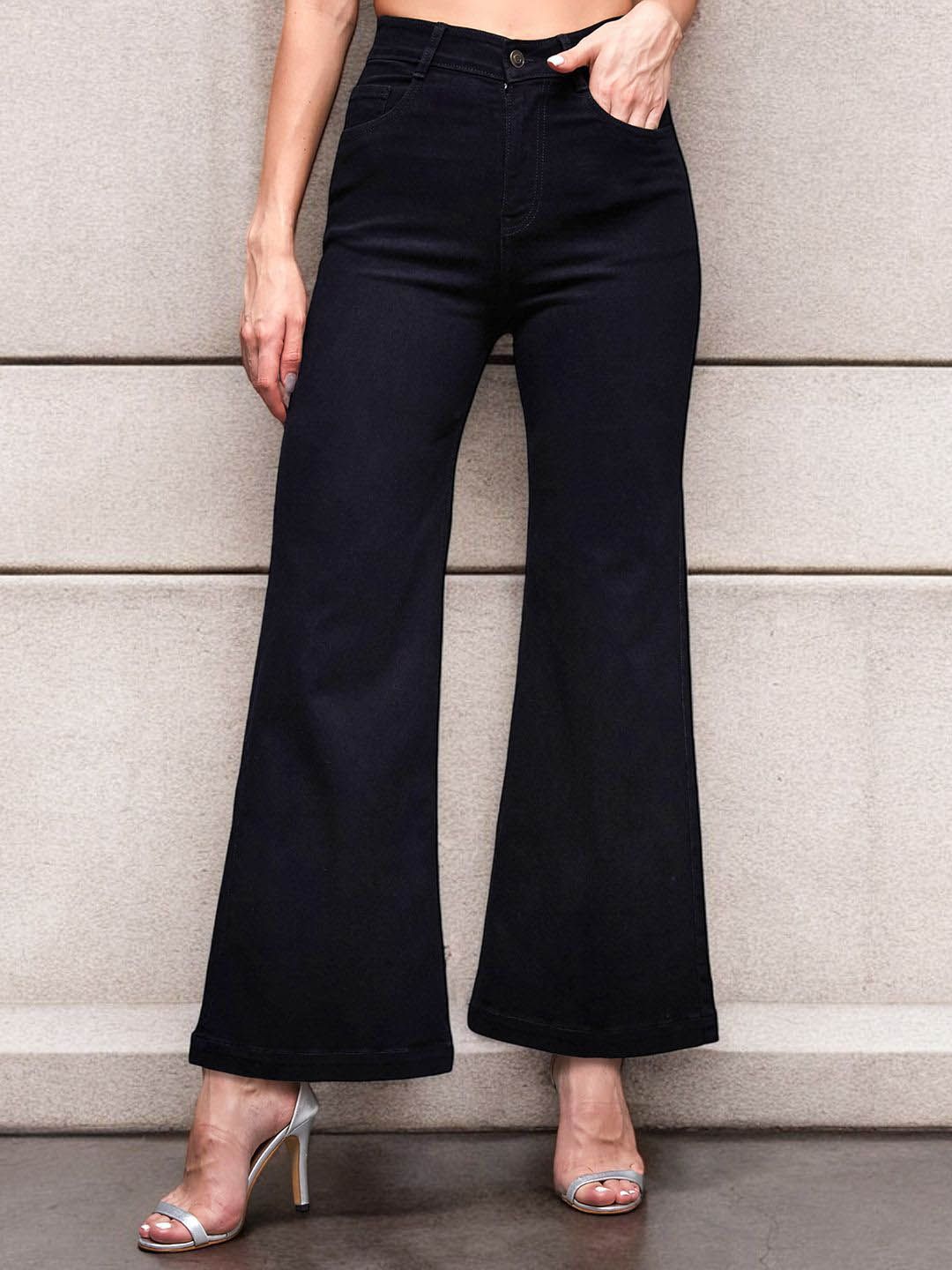 Miss Chase Women Wide Leg High-Rise Stretchable Jeans