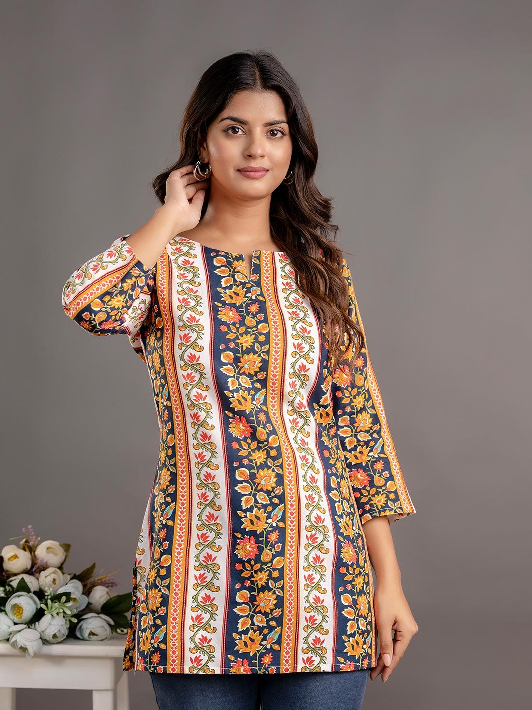 Shedika Print Puff Sleeve Ethnic Top