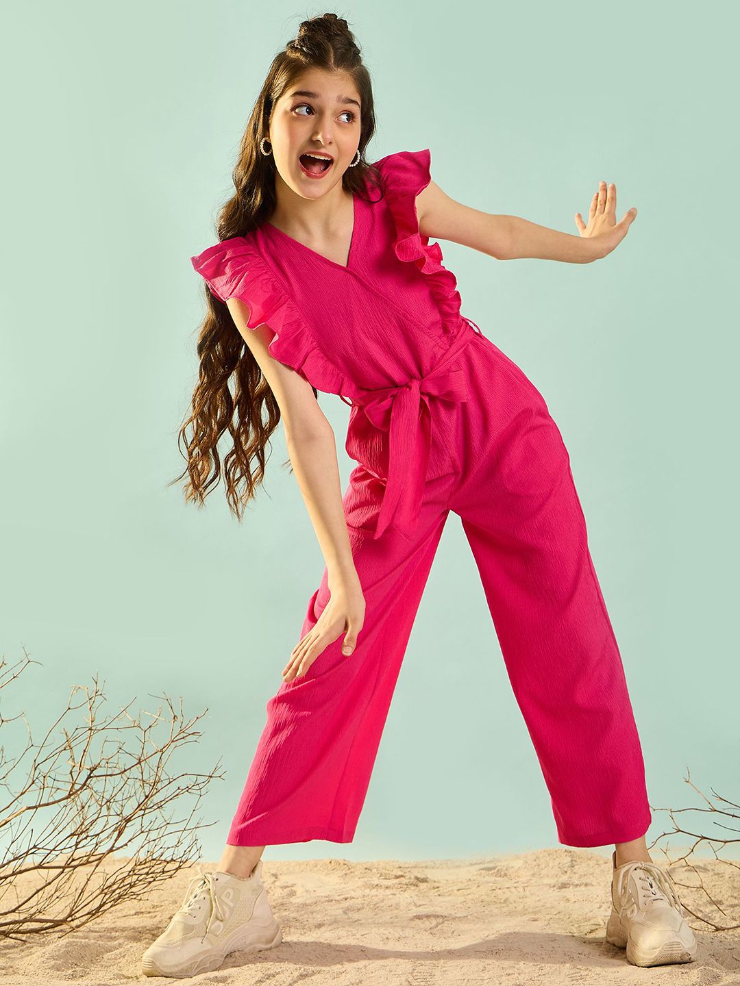 Girls Waist Tie-Up Basic Jumpsuit 5