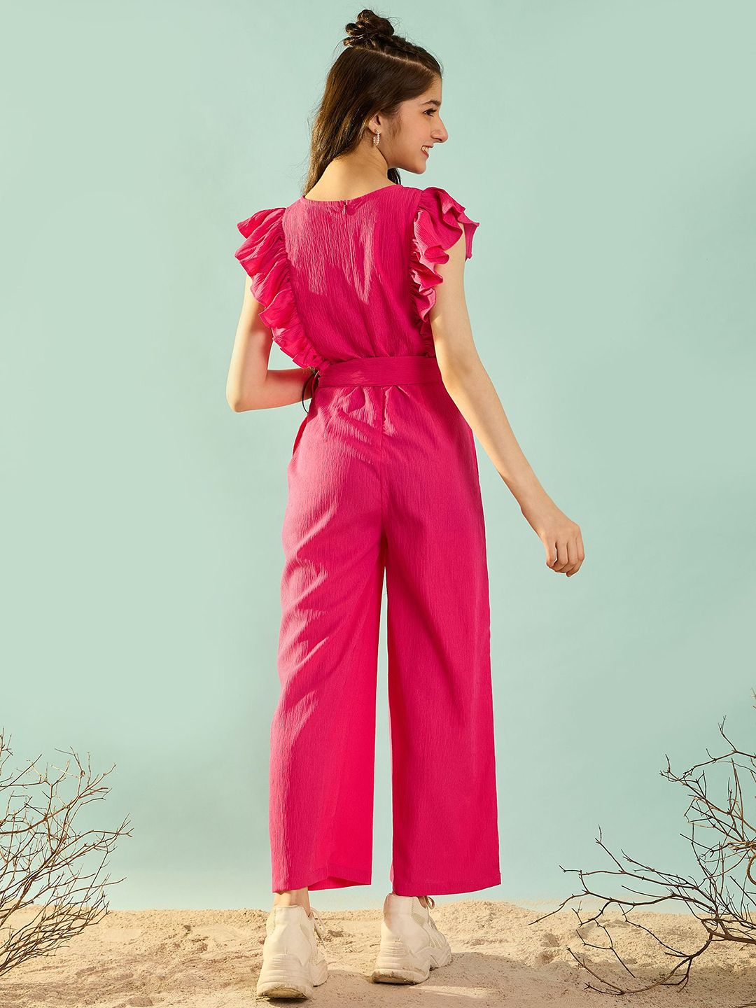 Girls Waist Tie-Up Basic Jumpsuit 4