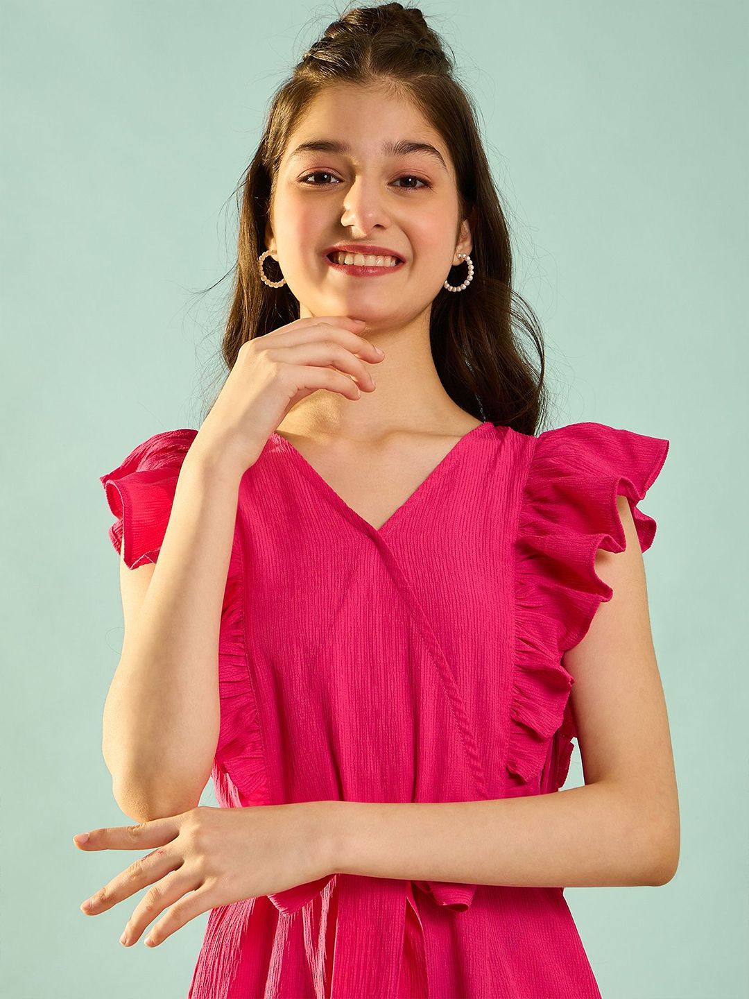 Girls Waist Tie-Up Basic Jumpsuit 2