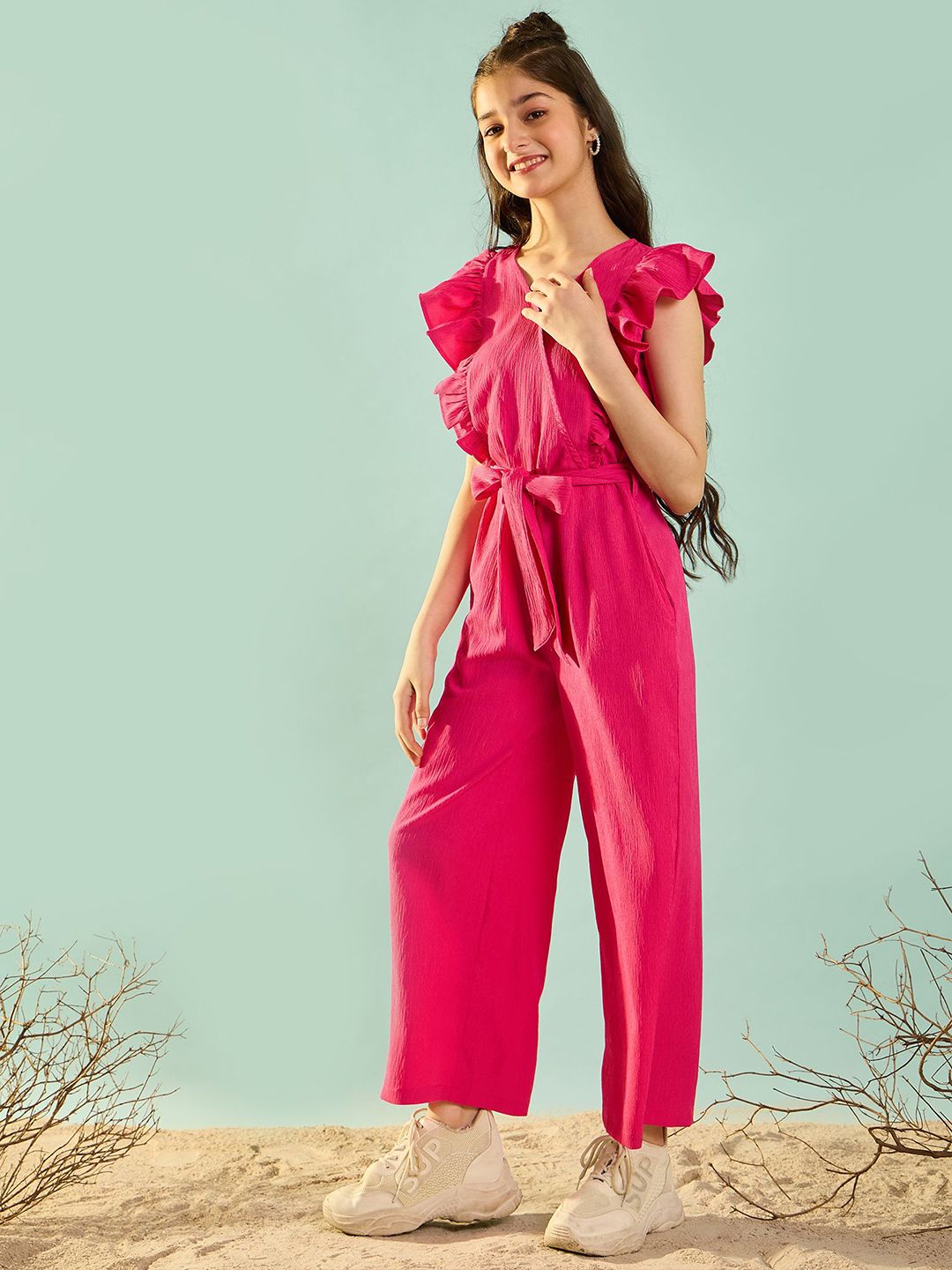 Girls Waist Tie-Up Basic Jumpsuit 3