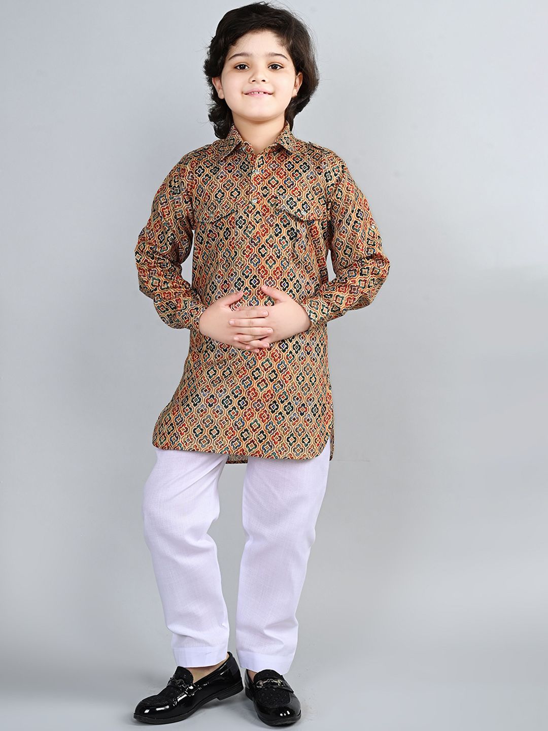 ahhaaaa Boys Floral Printed Straight Kurta with Pyjamas