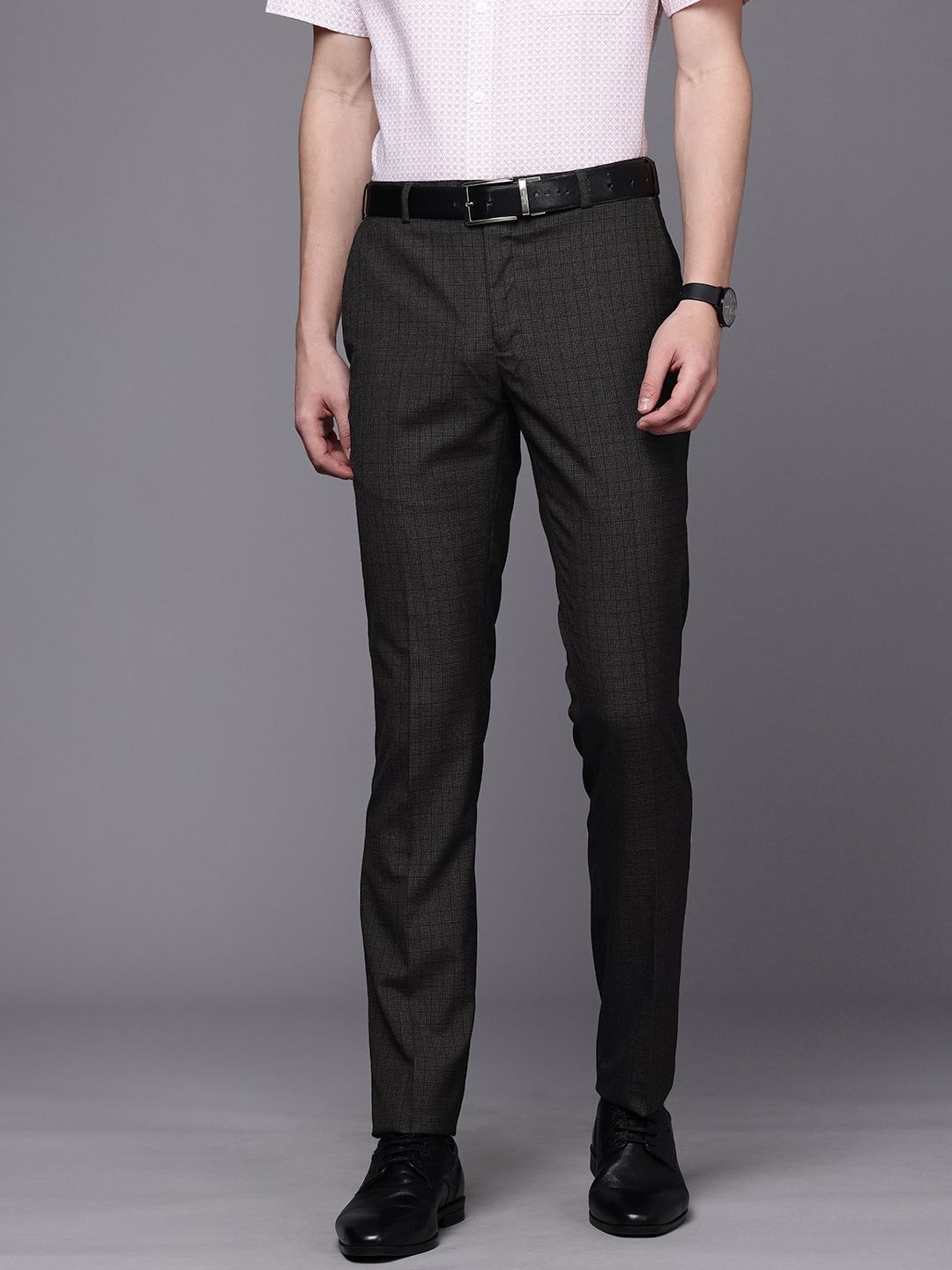 Raymond Men Checked Slim Fit Formal Trousers