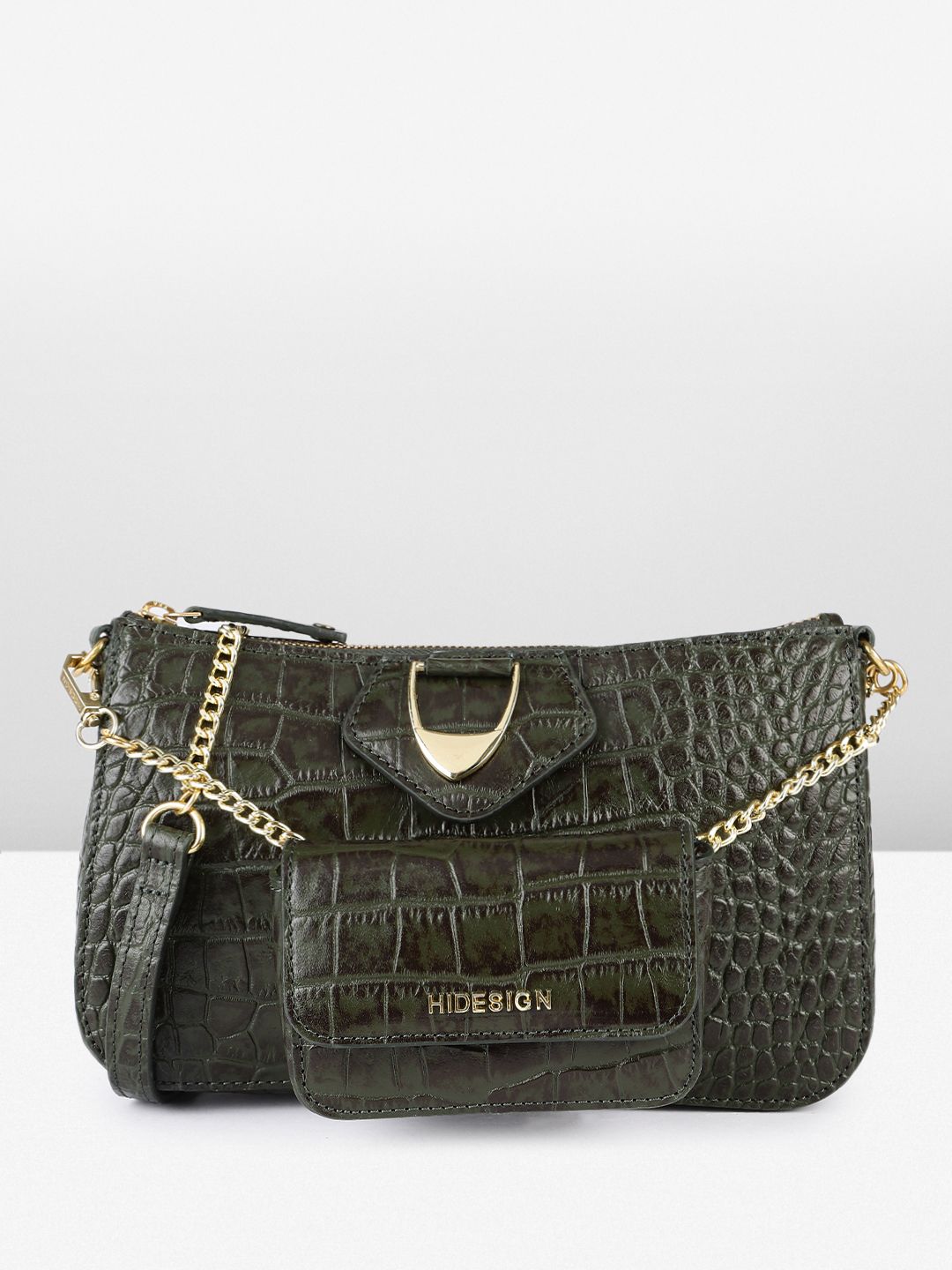 Buy Hidesign Medallin Animal Textured Leather Structured Sling Bag With Pouch -  - Accessories for Women