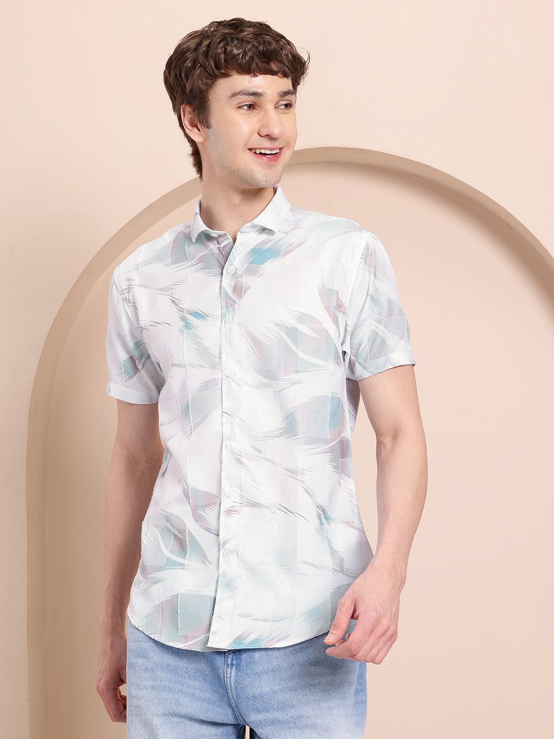 Mast & Harbour Abstract Print Casual Shirt