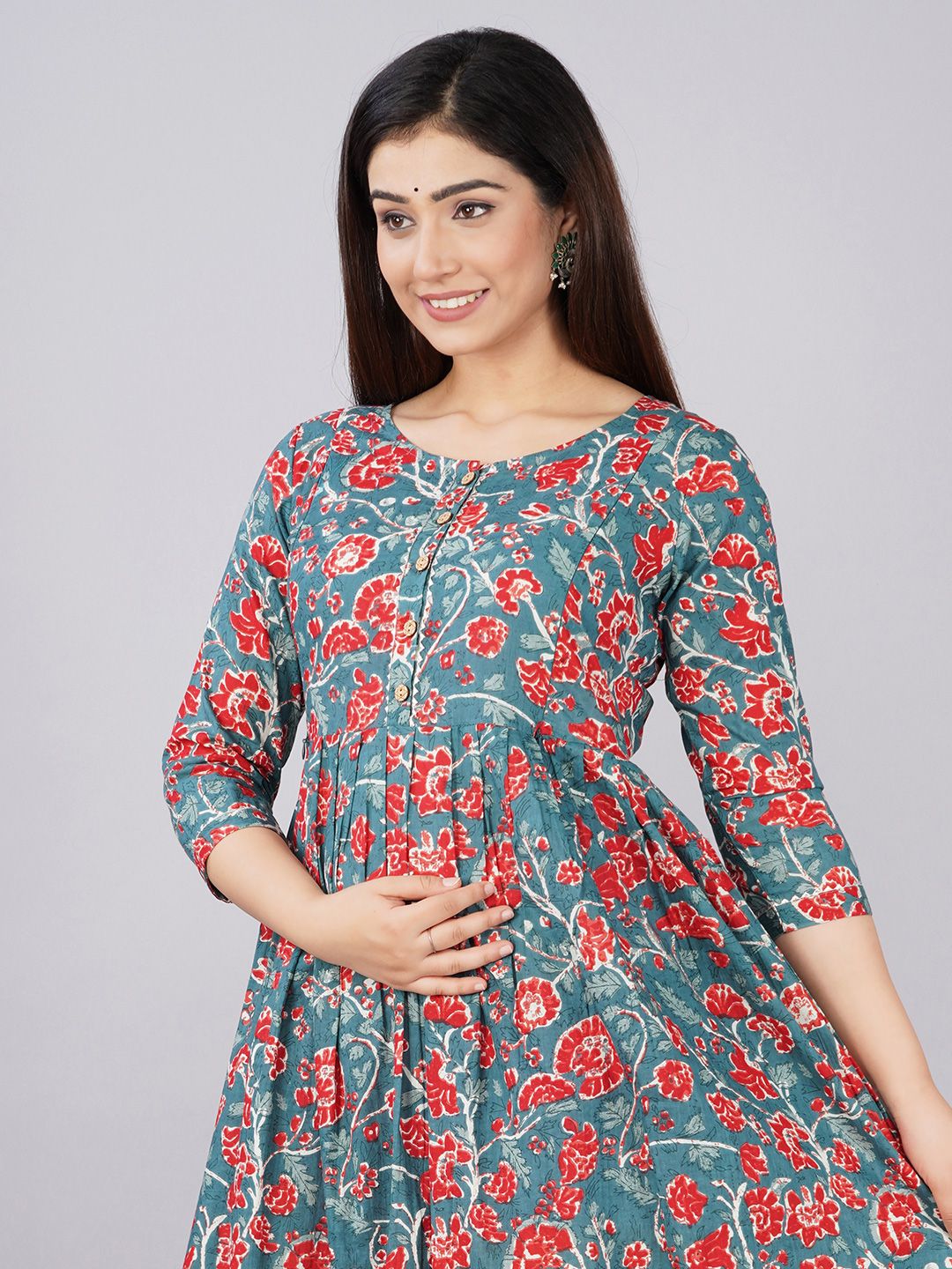 MURLI KURTI Floral Printed Cotton Fit and Flare Ethnic Dresses