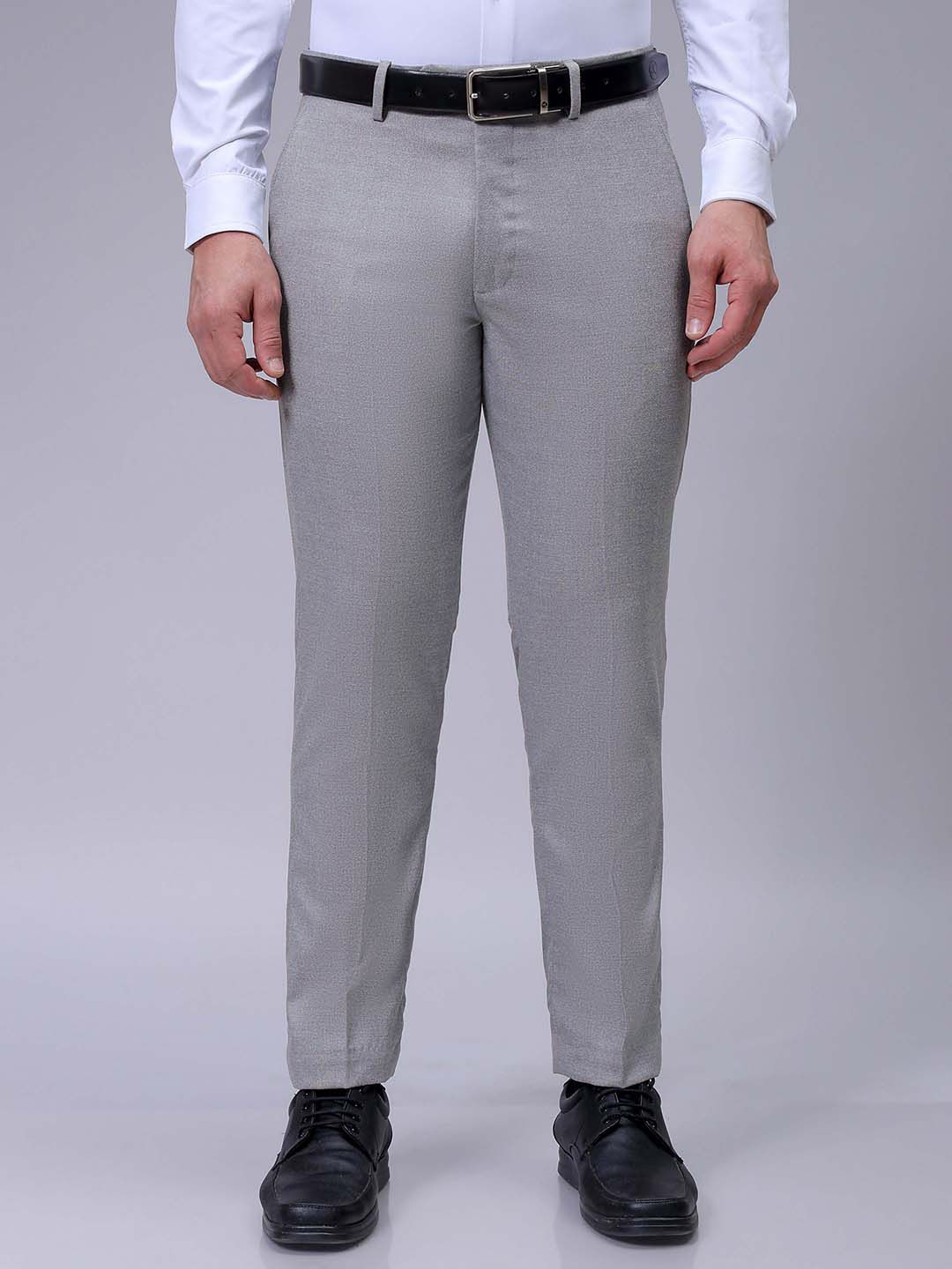 The Indian Garage Co. X Luxe Men Self-Checked Slim Fit Formal Trousers