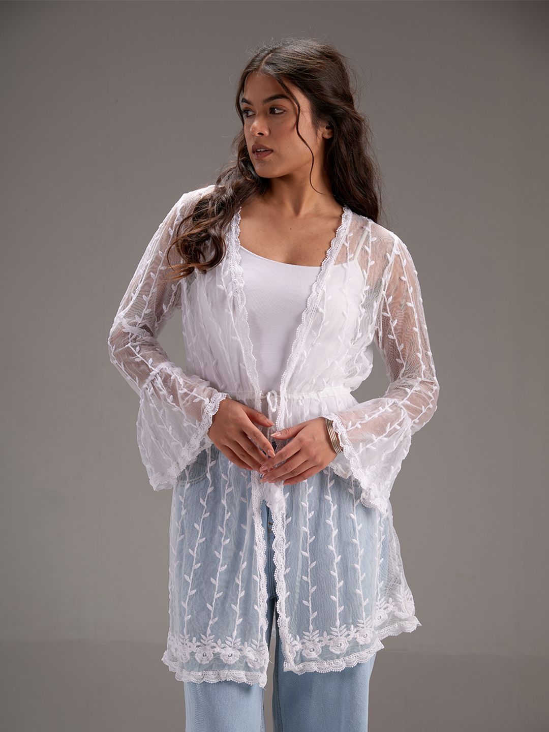 IZF Women Lace Front Open Shrug