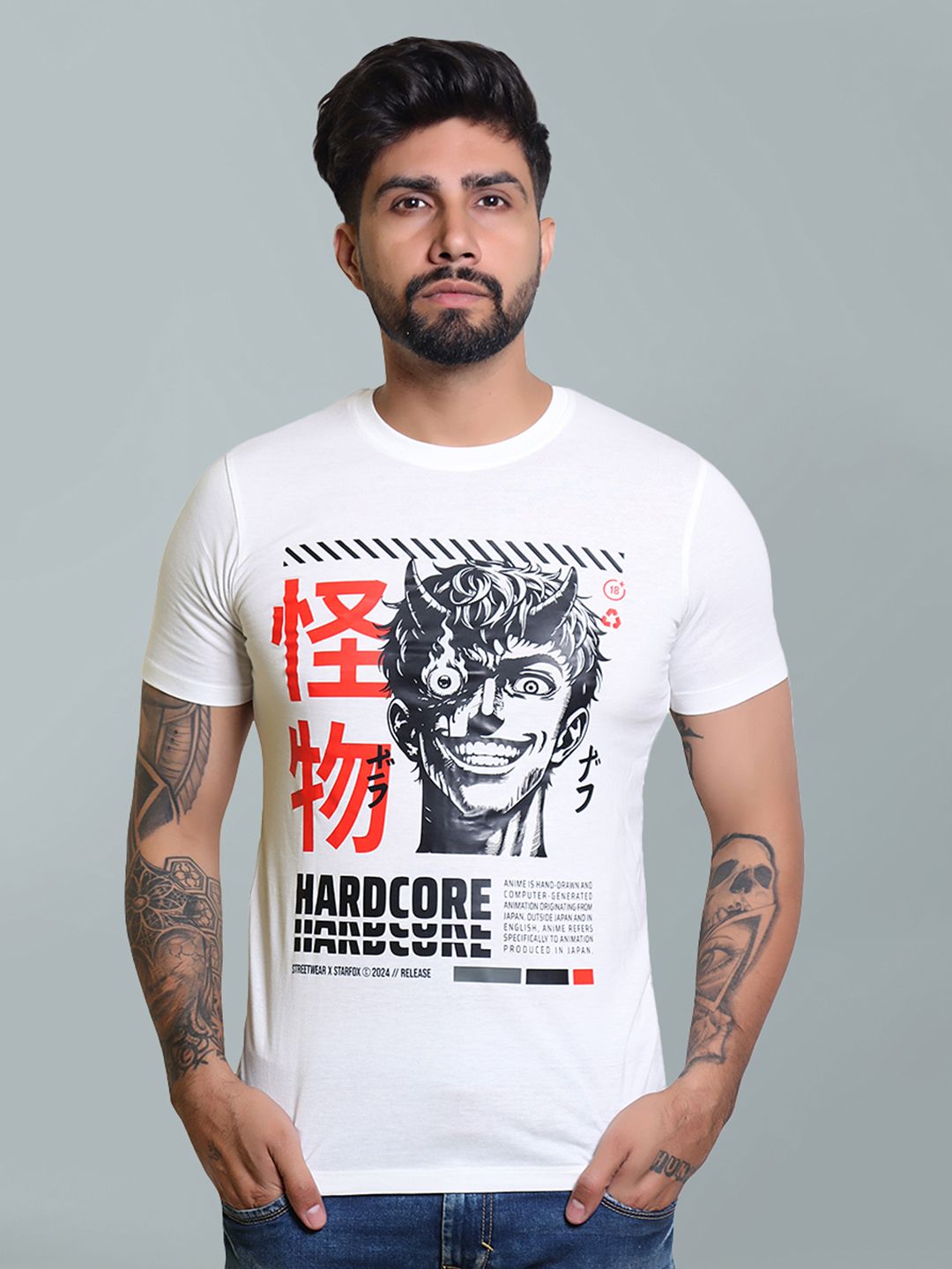 STARFOX Men Printed Cotton Slim Fit T-shirt