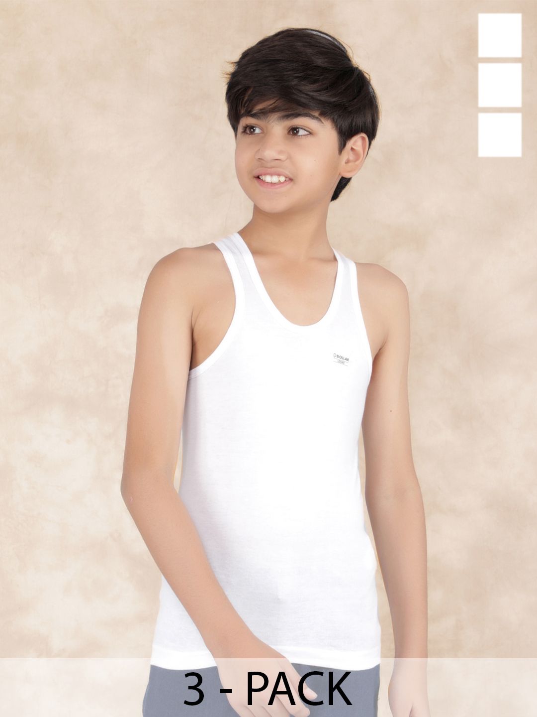 Dollar Boys Pack Of 3 Undershirt Vests