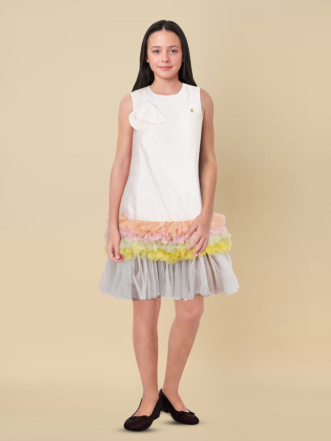 Allen Solly Junior Girls Ruffled A-Line Cotton Dress