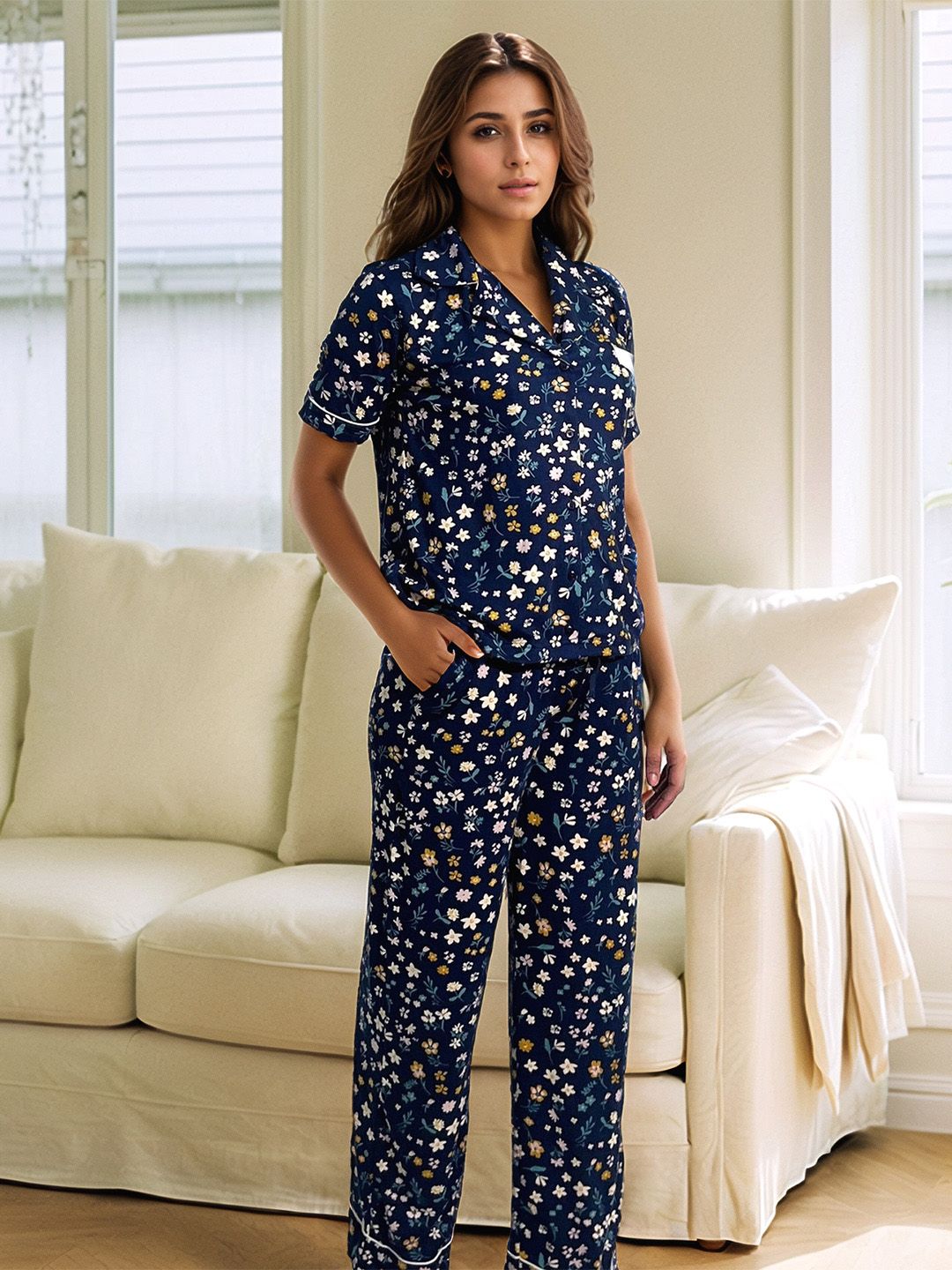 ELEVENS HEAVEN Floral Printed Night Suit