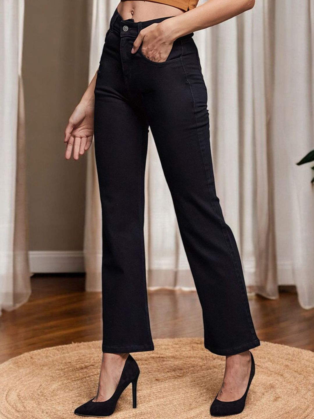 Miss Chase Women Wide Leg High-Rise Stretchable Jeans