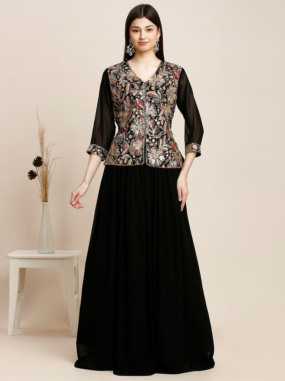 Women Embroidered Ready to Wear V-Neck Lehenga Choli 6