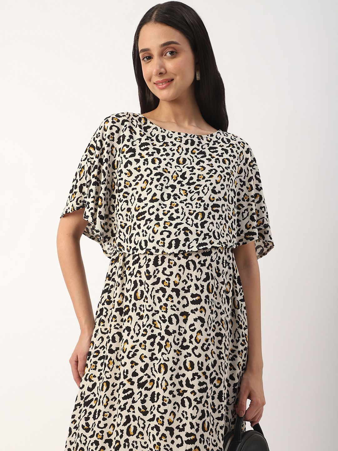 Mystere Paris Women Animal Printed Flared Sleeve Maternity A-Line Maxi Dress
