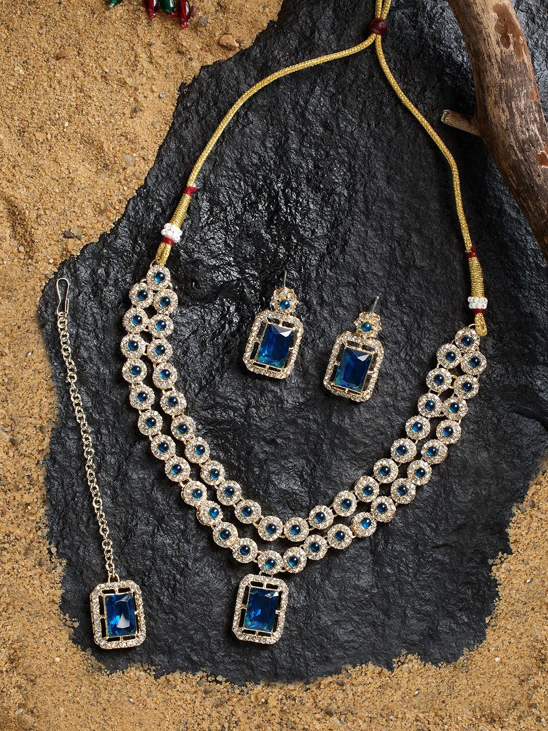 Buy Zaveri Pearls Gold Plated Austrian Diamond Studded Layered Jewellery Set -  - Accessories for Women