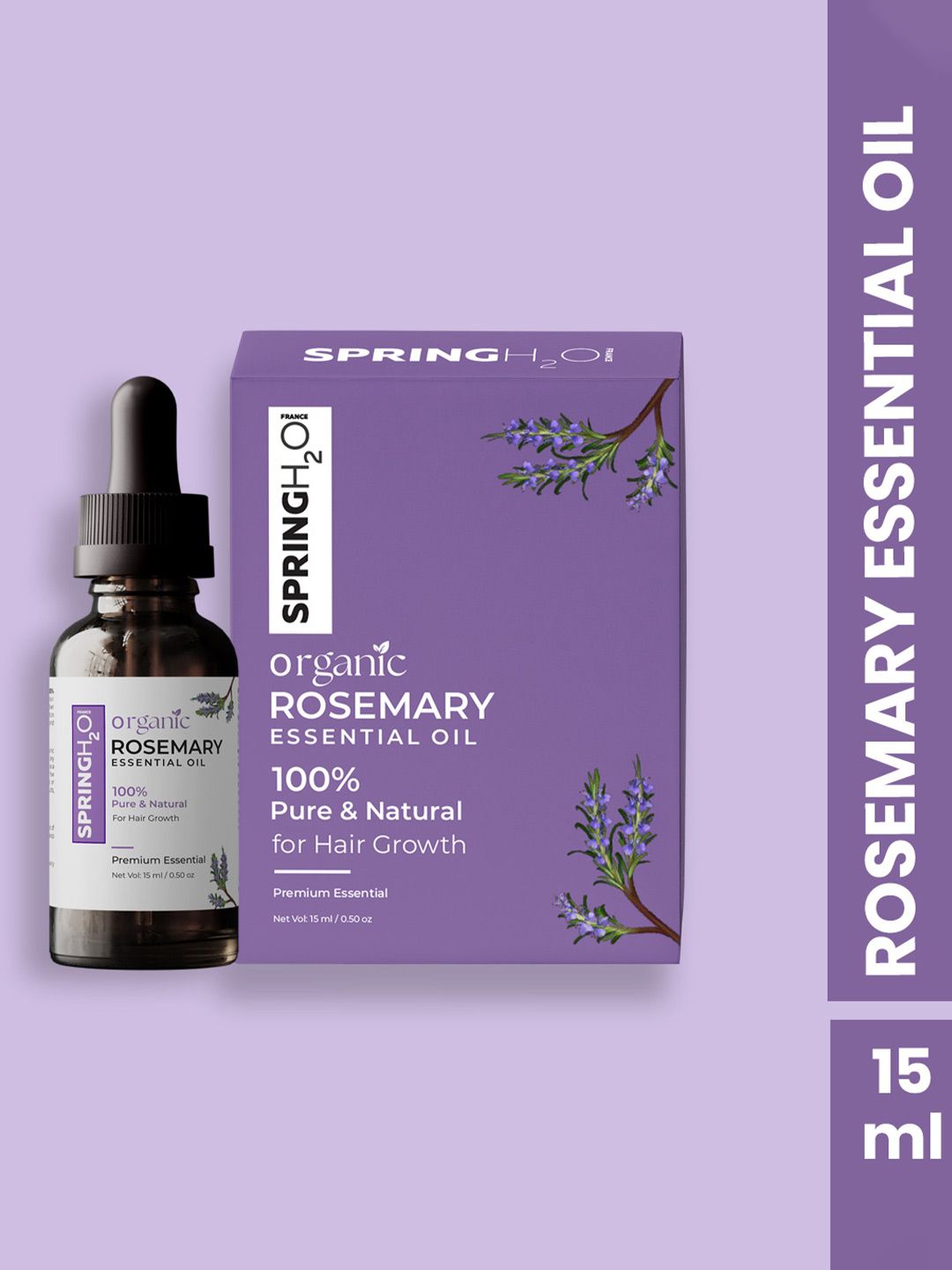 Spring H2O Organic Rosemary Essential Massage Oil For Hair & Skin - 15ml