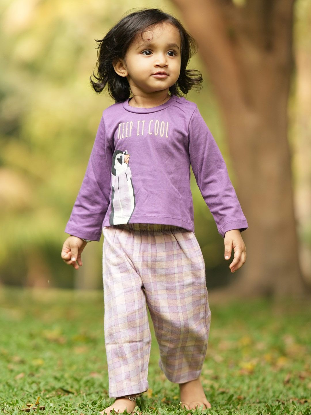 Nap Chief Girls Printed Relaxed Fit Pure Cotton Night Suit