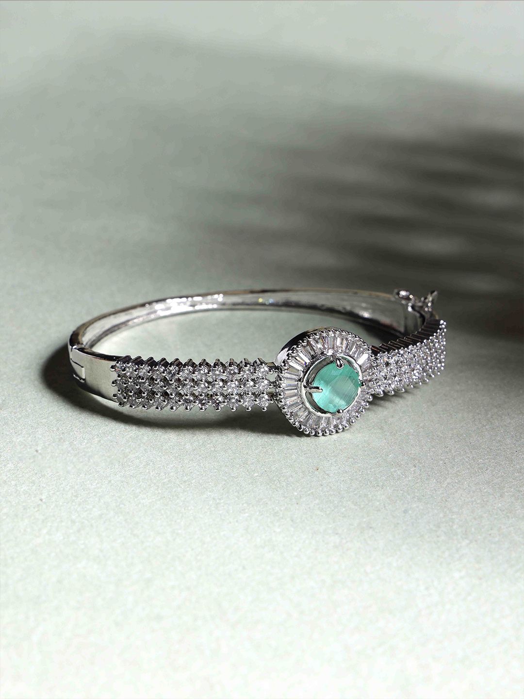 Buy PANASH Silver Plated Cubic Zirconia Stone Studded Kada Bracelet -  - Accessories for Women