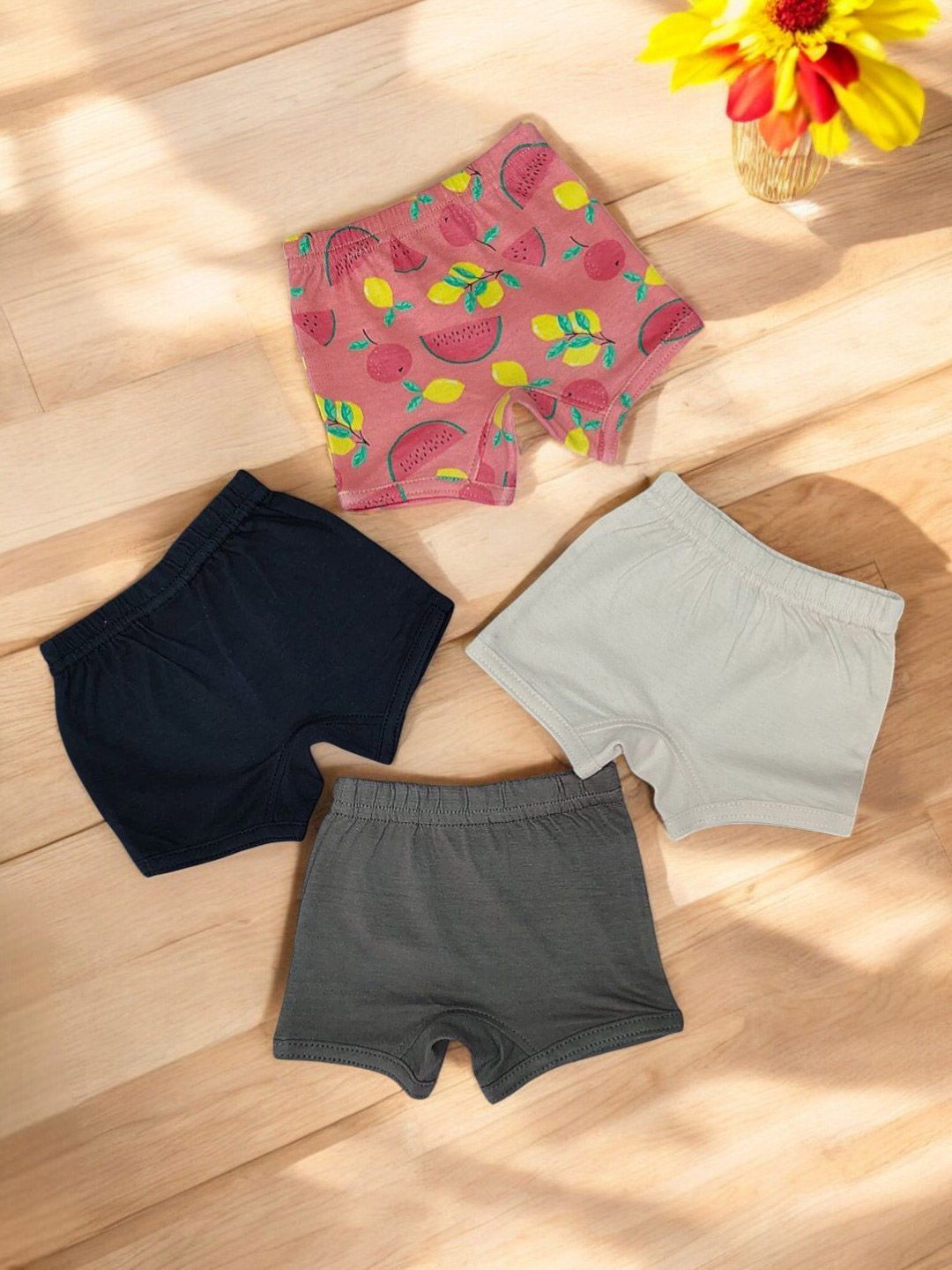 SEYBIL Girls Pack Of 4 Printed Assorted Pure Cotton Basic Briefs SBGBRIEF03