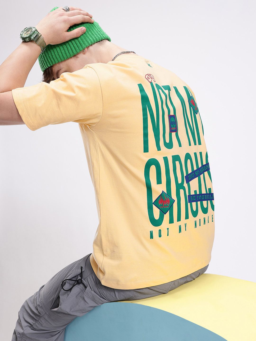 Kook N Keech Typography Printed Drop-Shoulder Sleeves Pure Cotton Oversized T-shirt