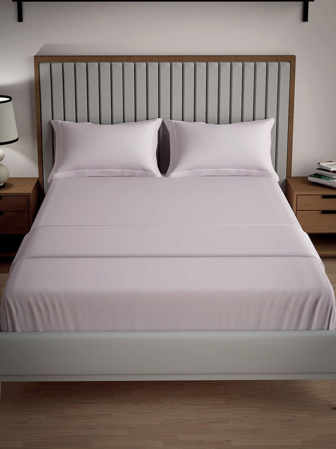 Buy Mulberry Living Serenity Solids Peach Pure Cotton 250 TC Super King Bedsheet With 2 Pillow Covers 108 X 108 Inches -  - Home for Unisex