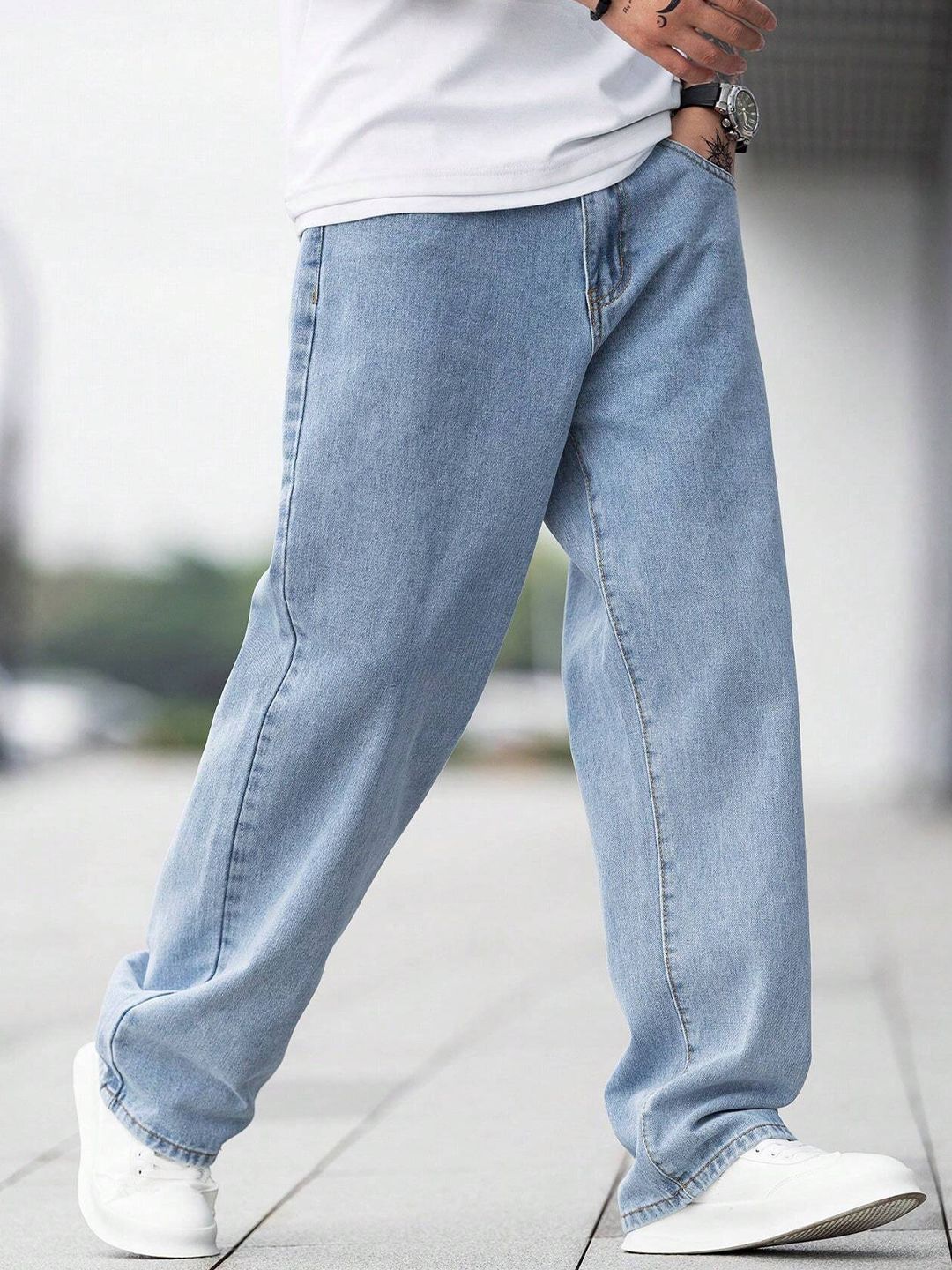 DENIMLOOK Men Baggy Light Shade Mid-Rise Jeans