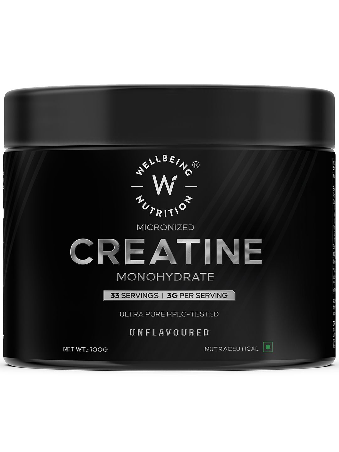 Wellbeing Nutrition Unflavored Creatine Monohydrate for Enhanced Muscle Strength 100 g