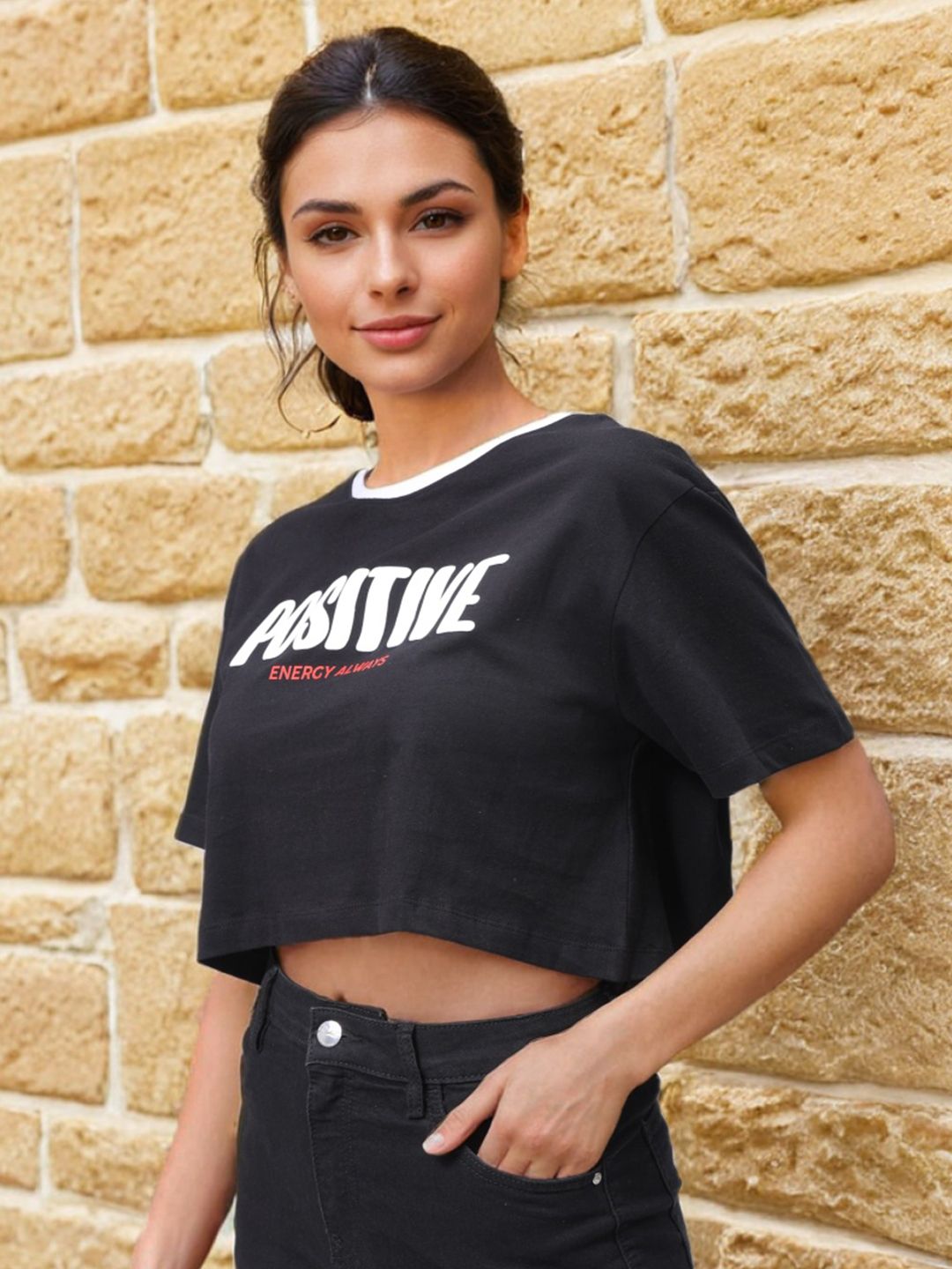 Freehand by The Indian Garage Co Women Printed Extended Sleeves Pockets T-shirt