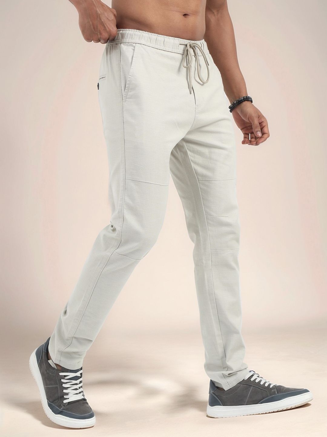 NEVER NEUD Men Relaxed Linen Traveller Trousers