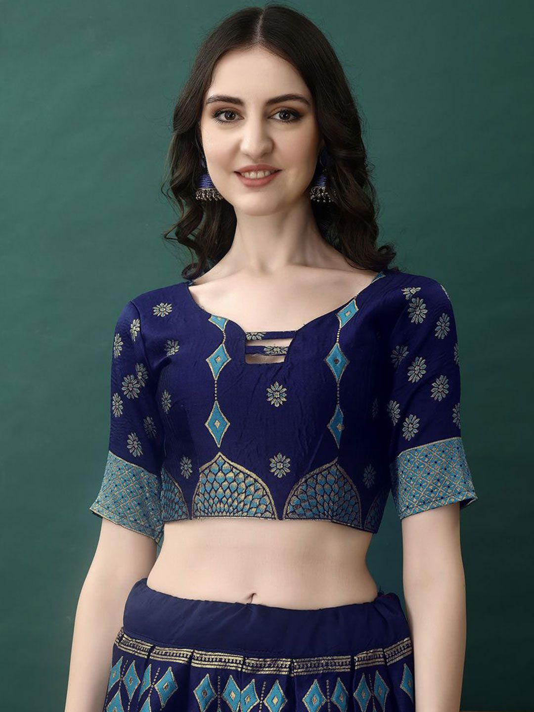 Woven Design Zari Ready to Wear Lehenga & Unstitched Blouse With Dupatta 2