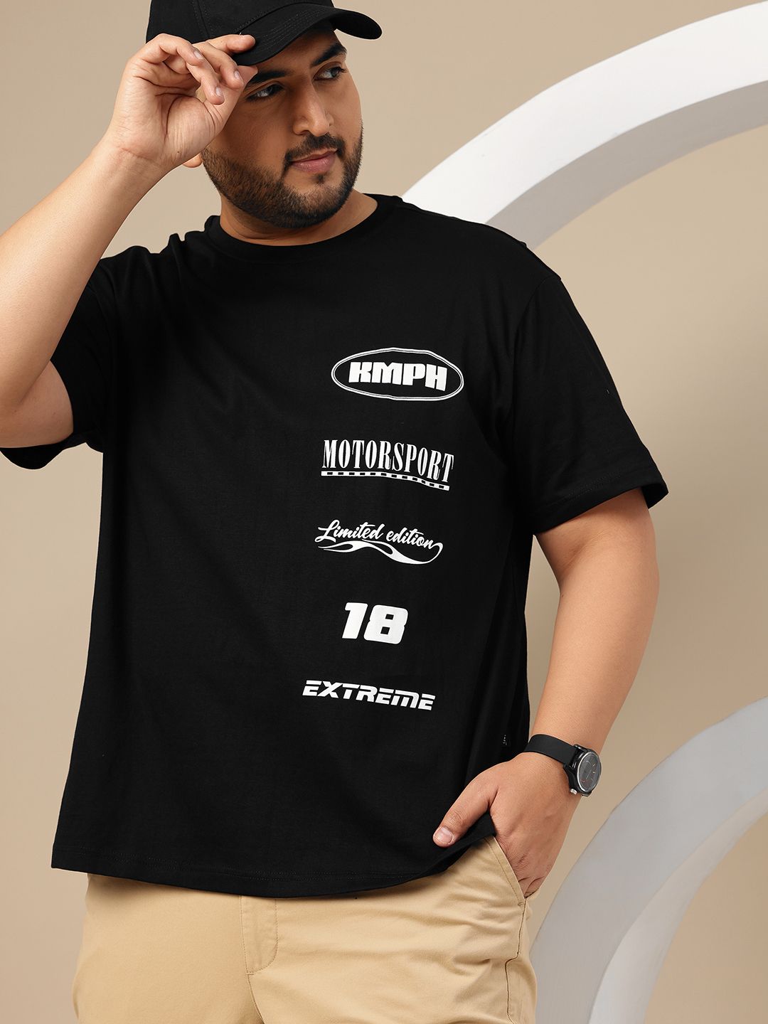 Sztori Plus SIze Typography Printed Drop-Shoulder Sleeves Pure Cotton T-shirt