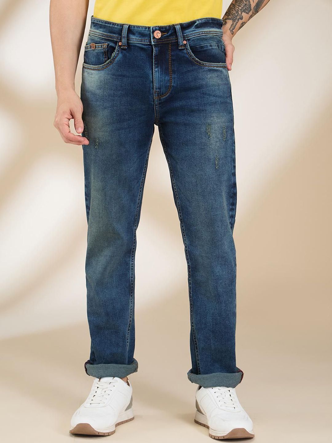 Being Human Men Classic Low Distress Light Fade Stretchable Jeans
