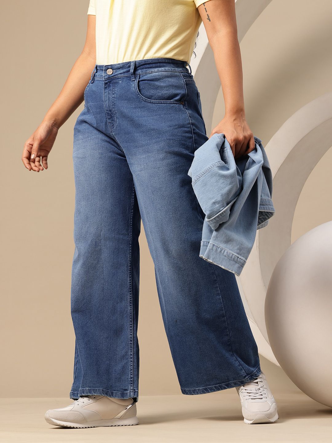 Sztori Women Plus Size Wide Leg Jeans