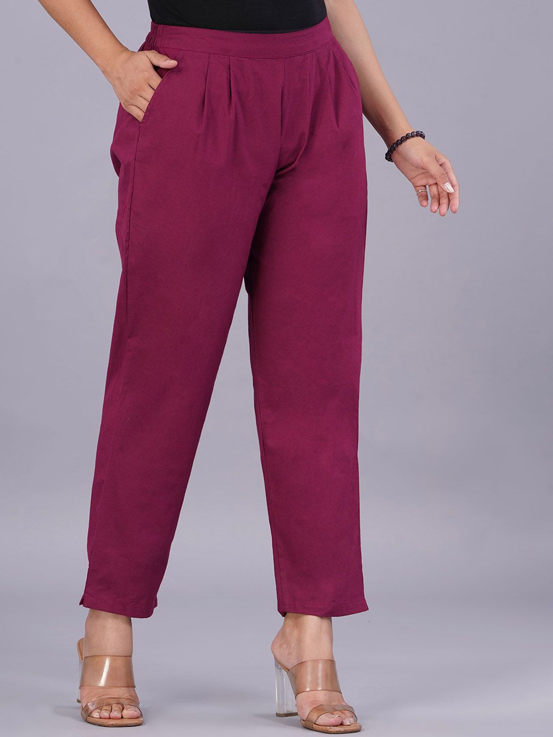 VENITYWAVE Women Relaxed Pleated Trousers