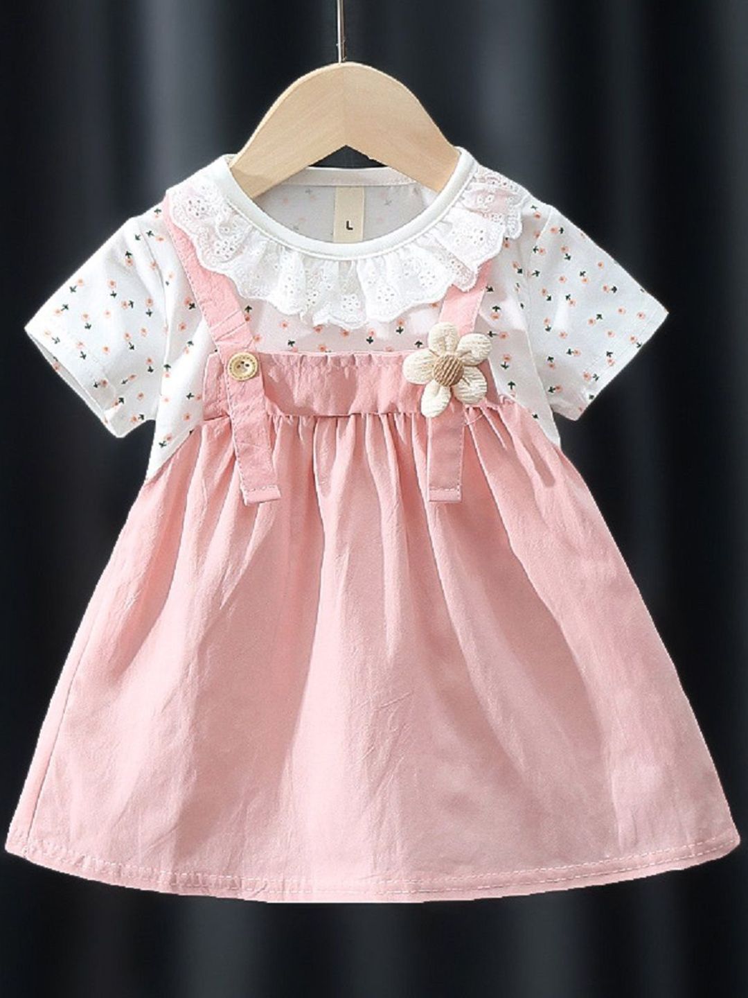 Girls Round Neck Cotton Pinafore Dress
