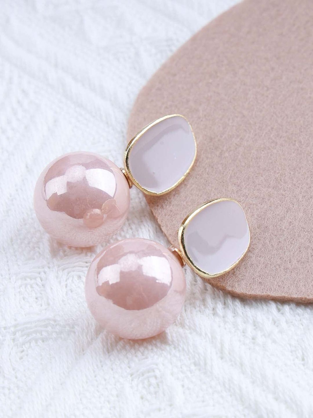 Palli Creation Gold Plated Pearls Studded Contemporary Drop Earrings